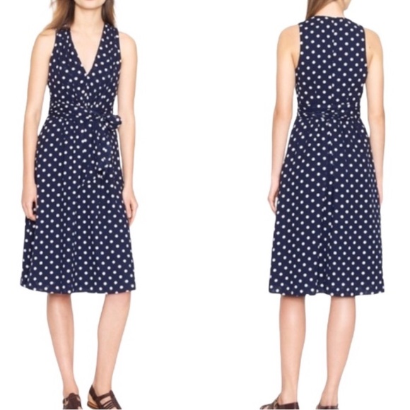 J. Crew Navy and White Polka Dot Midi Dress - Picture 3 of 4